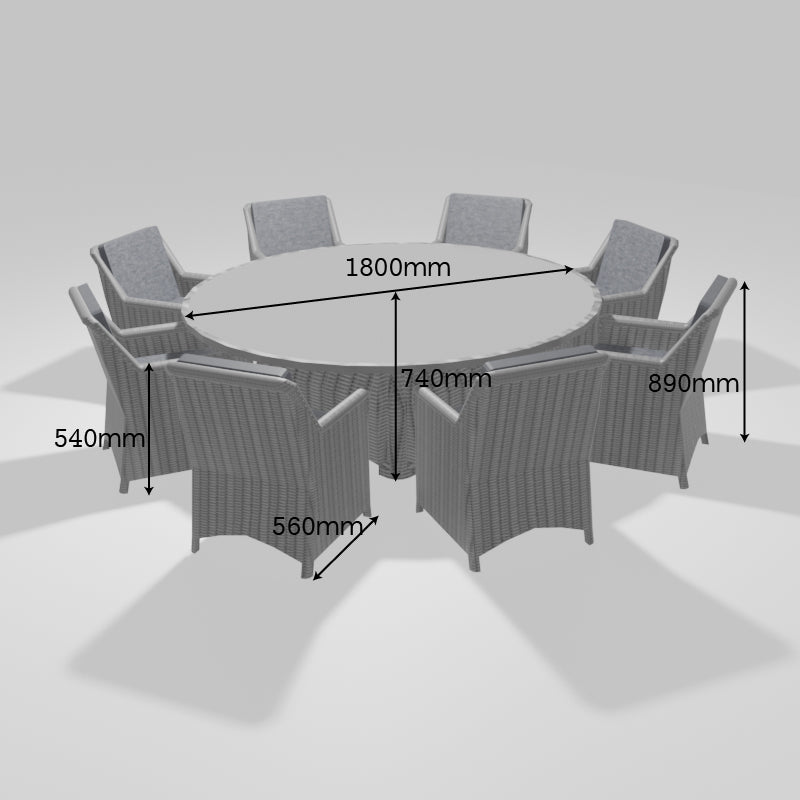 ENJOi Bordeaux 8 Seat Round Dining Set