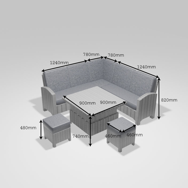 ENJOi Bordeaux Compact Corner Height Adjustable Table Set