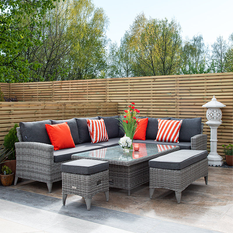 ENJOi Bordeaux Rectangle L Corner Height Adjustable Table Set