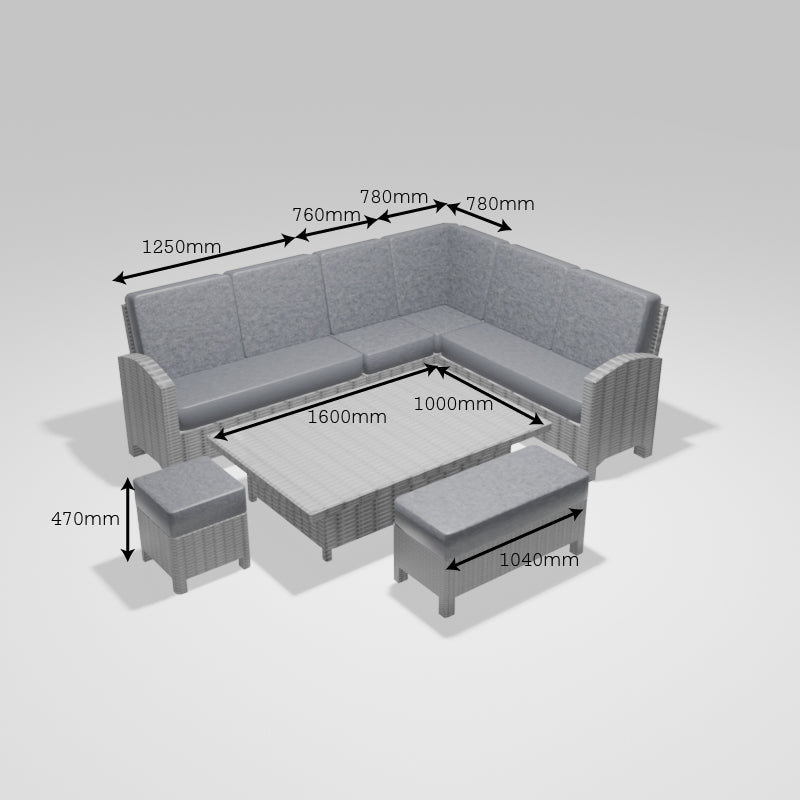 ENJOi Bordeaux Rectangle L Corner Height Adjustable Table Set