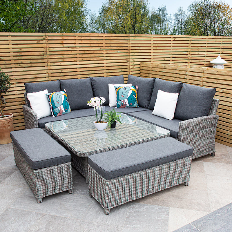 ENJOi Bordeaux Grand Curved Corner Height Adjustable Table Set