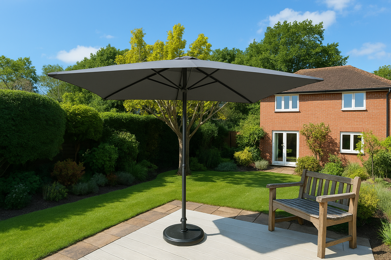 ENJOi Royal Rectangle Aluminium 2m x 3m Grey Parasol