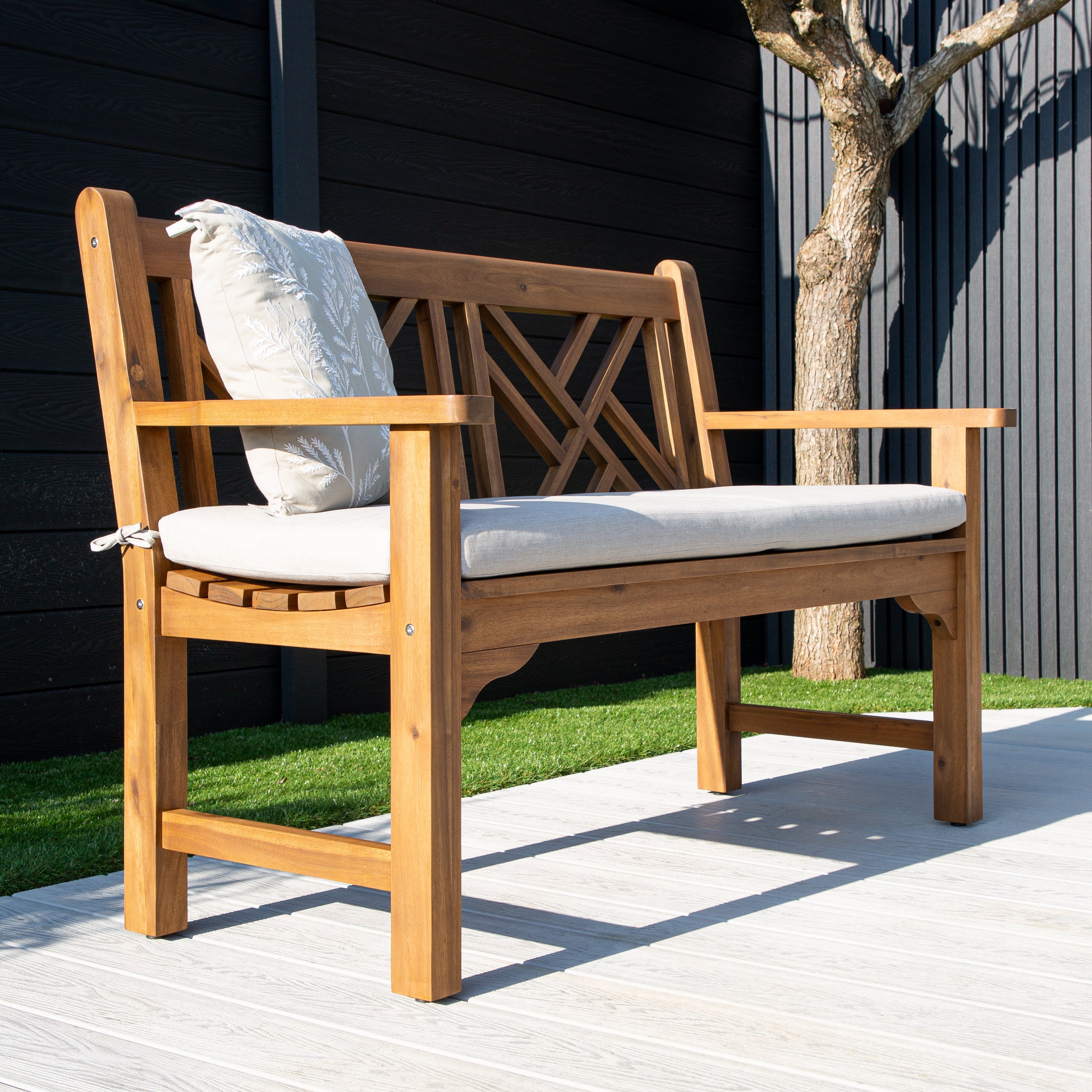 ENJOi Vista Acacia Bench with Cushion